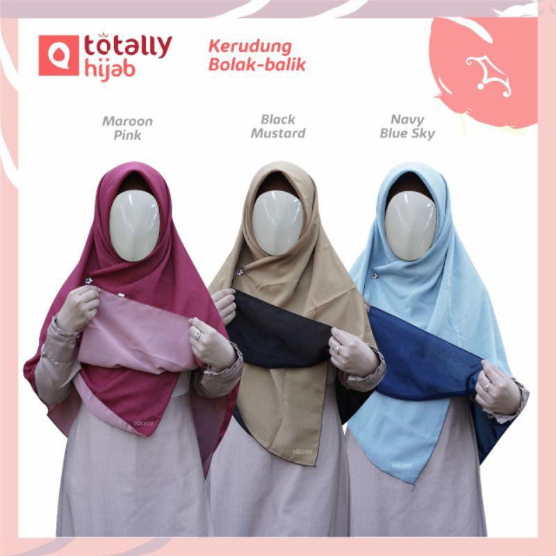 Hijab Bolak Balik Segi empat Murah Tebal Polos Besar 2 Warna 2 in 1 Jumbo Syari bisa Grosir di Jogja