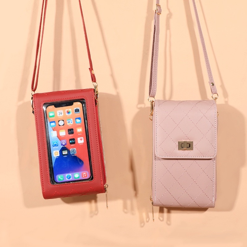 Tas Selempang Kulit Wanita Dompet Hp Cewek Touchscreen Mini Bag SJ 1209