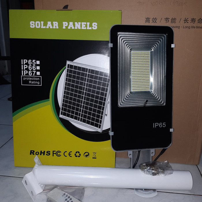 lampu jalan led solar panel street light 100w 100 watt komplit set