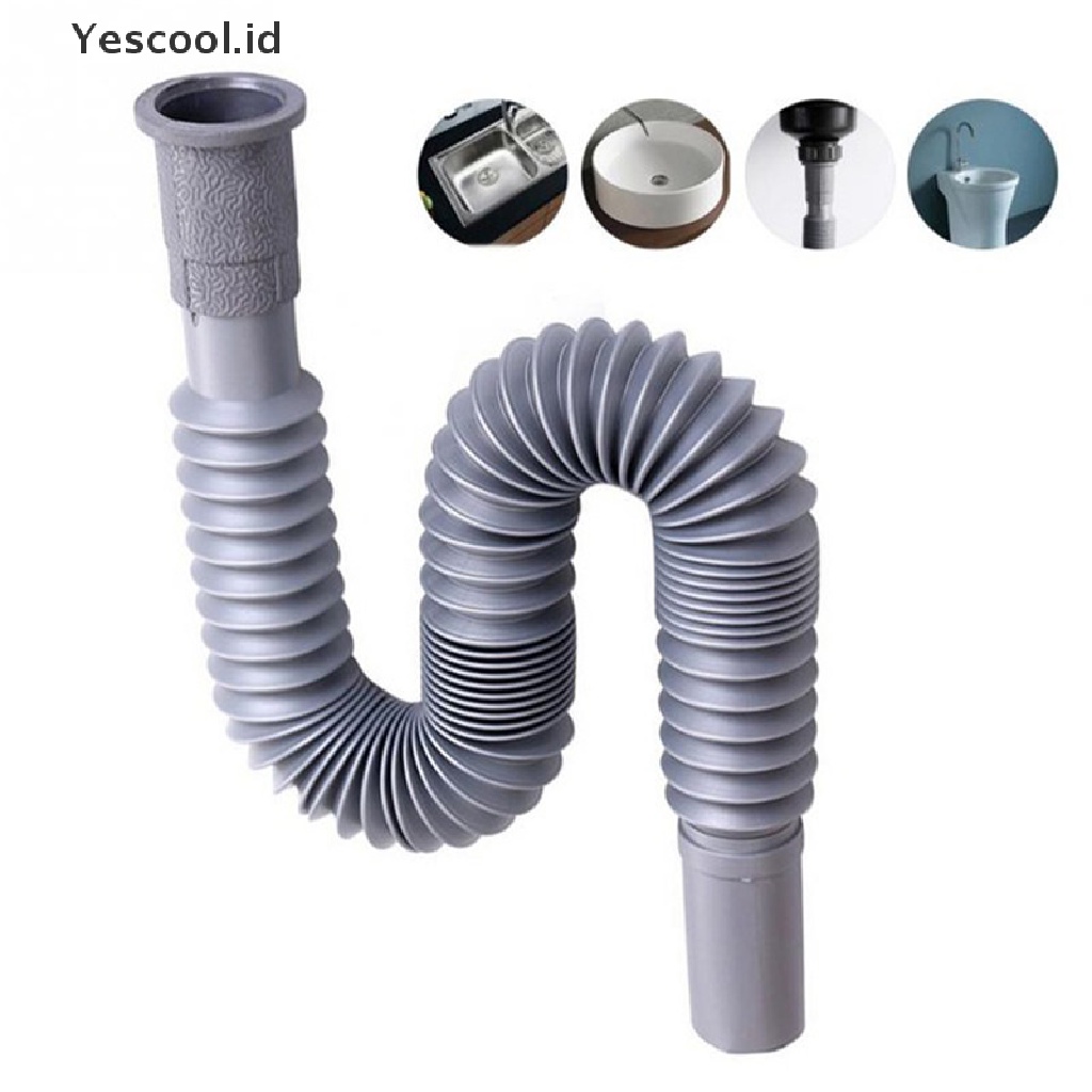 【Yescool】 Flexible Water Pipe Wash Basin Drainage Pipes Lengthen Deodorant Prolong Water Pipes Plumbing Hoses .