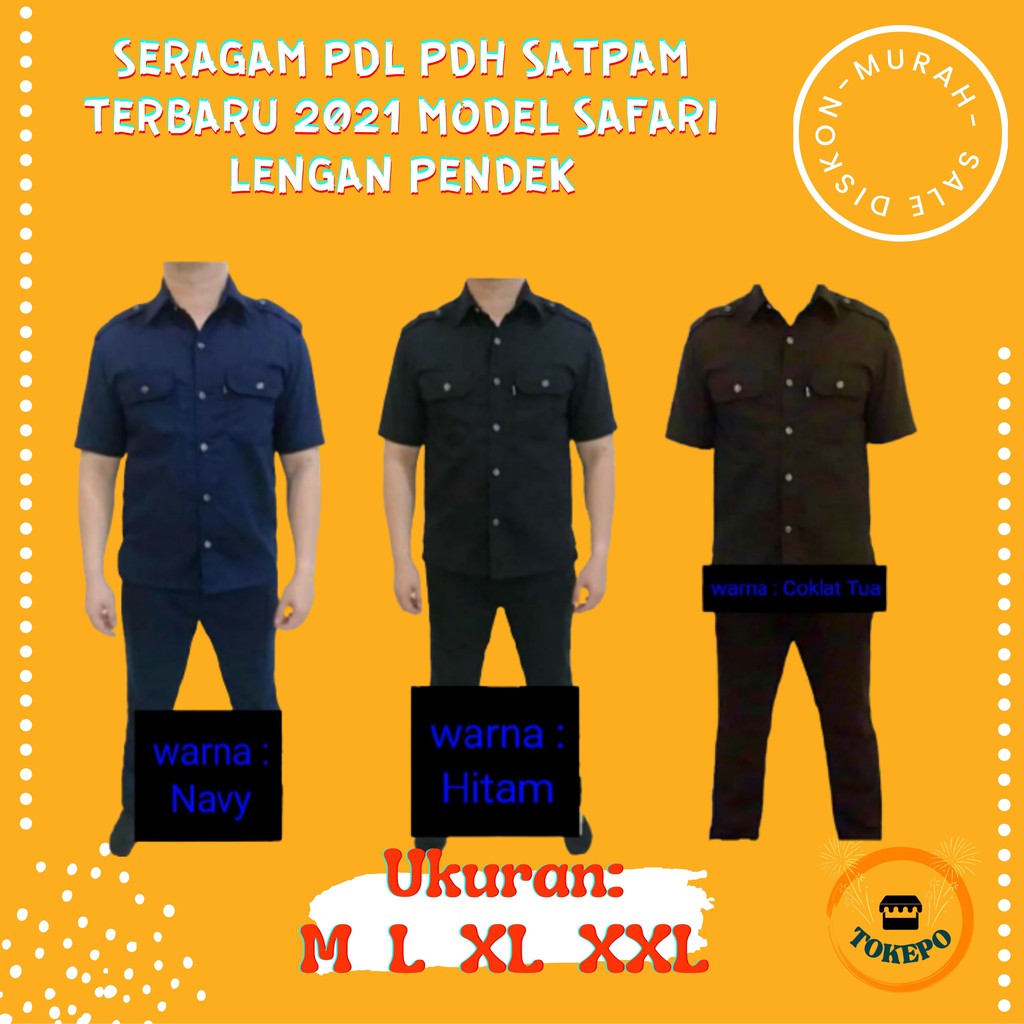 [ COD ] Seragam PDL PDH Satpam Terbaru 2021 Model Safari Lengan Pendek Coklat Berkualitas Murah Bandung | paket seragam satpam baju celana murah
