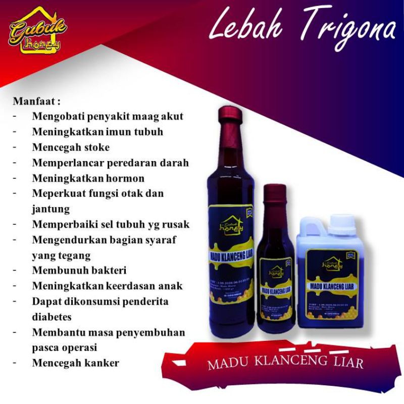 

Madu Klanceng Liar Gubuk Honey - Madu Trigona - Madu Asli Murni 100%