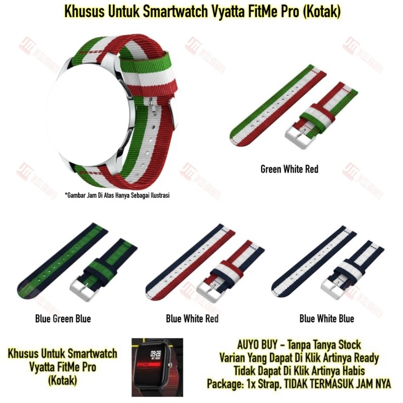 Tali Jam 20mm Watch Strap Vyatta Fitme Pro Kotak - Nylon 3 Baris Quick Release