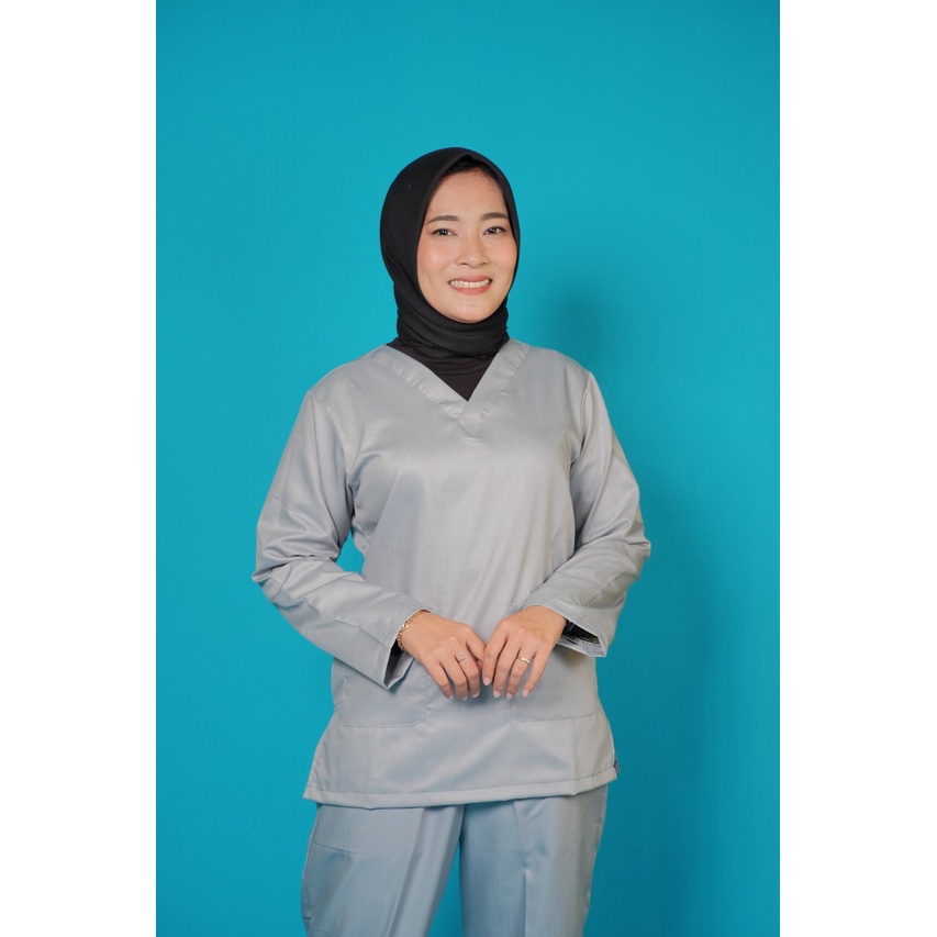 Baju Ok / OKA | Baju Jaga Perawat Dokter Petugas Medis Lengan Panjang | Bahan Toyobo Original