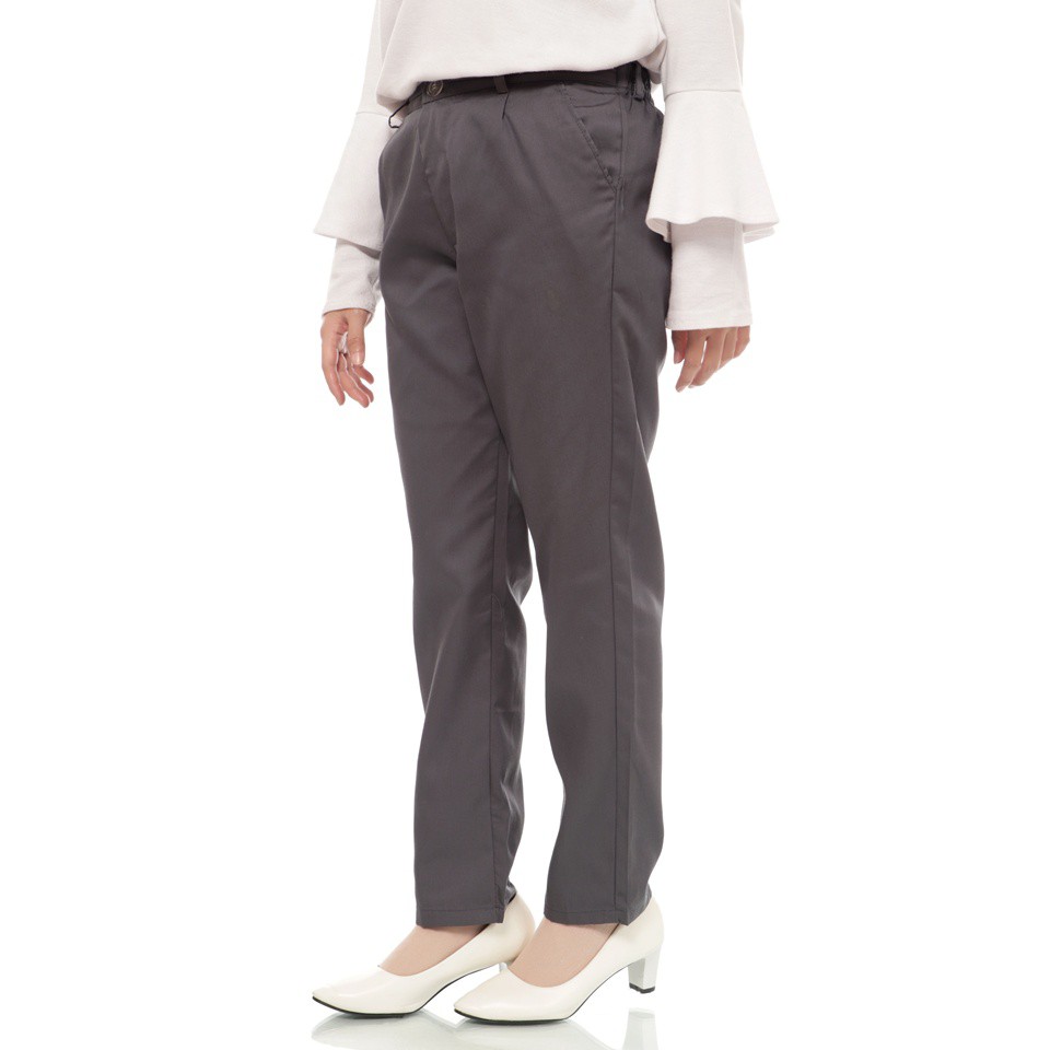 Celana Kerja Celana Bahan Katun Strecth Celana wanita Baggy Kancing, Celana Kantor Kuliah Formal, Baggy Pants