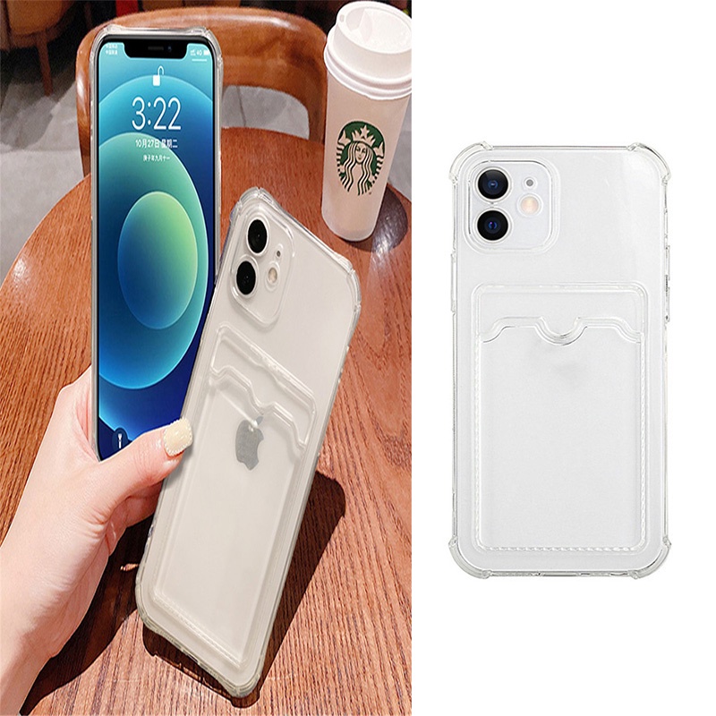 Cocok untuk Apple 13 12 11 Pro Max 7 8 Plus Ultra Tipis Lubang Presisi Transparan Airbag Shockproof Card Case Ponsel Case Penutup Belakang Pelindung