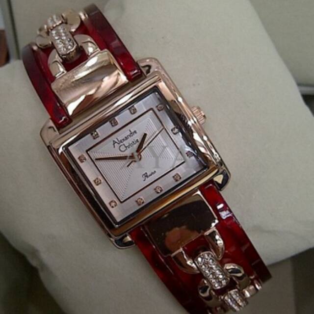 Jam tangan wanita Alexandre christie 2569 L acrylic RED (ORIGINAL)