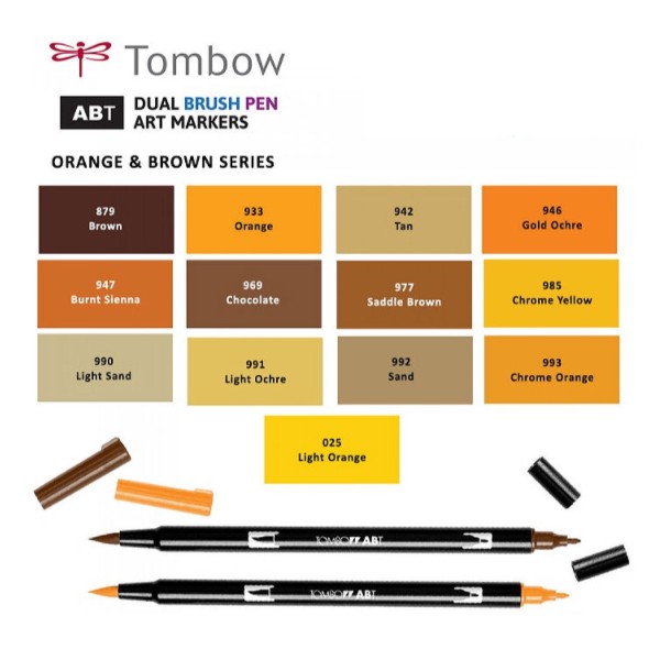 

Tombow ABT Dual Brush pen BROWN & ORANGE SERIES - Brushpen