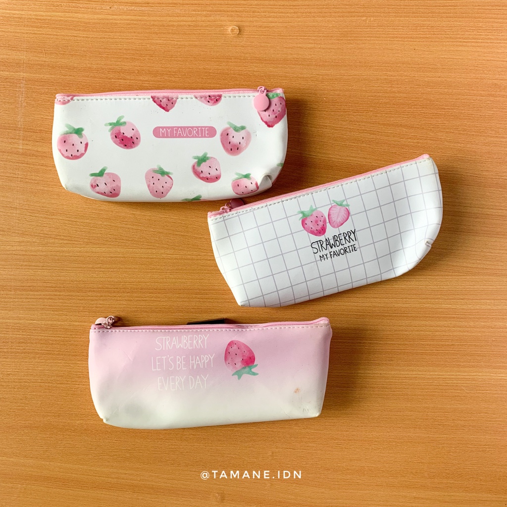

tempat pensil STRAWBERRY SUMMER PENCIL CASE kotak stationery kore pink fruit cute tempat pensil lucu