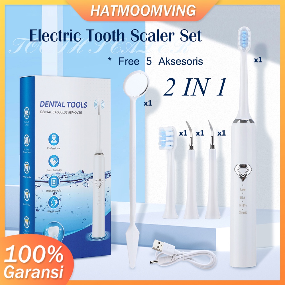 Spot 2 in 1 Electric Tooth Scaler Set &amp; Electric ToothbrushWhiten 3 mode IPX7 Teeth Tartar Remover Tool * FREE 5 Aksesoris