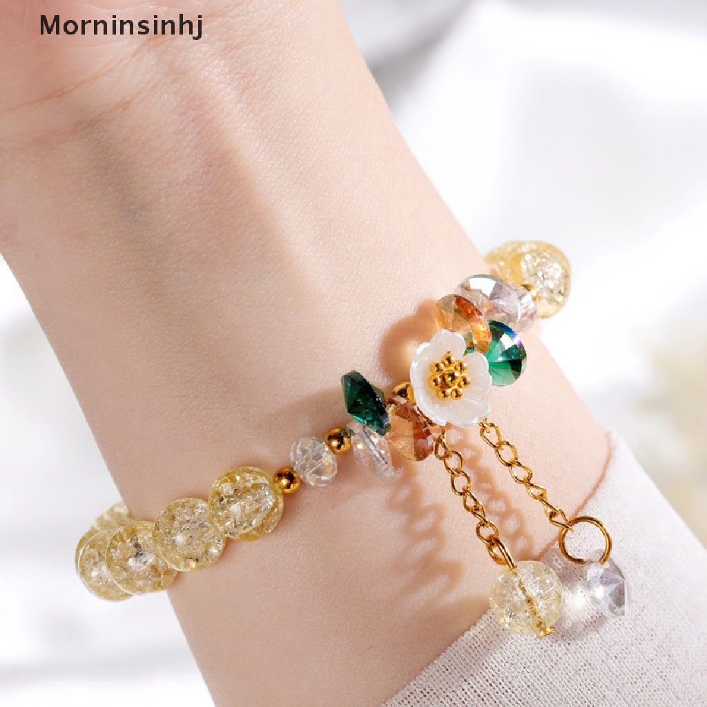 Mornin Gelang Bohemian Manik-Manik Kristal Warna-Warni Gelang Handmade Tali Elastis Wanita Perhiasan id