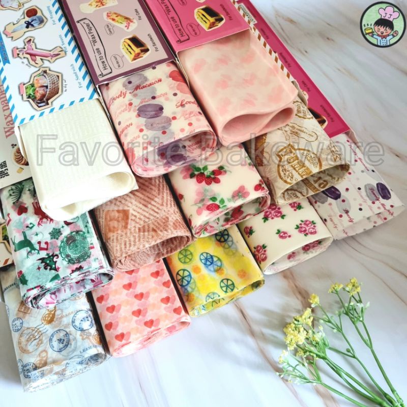 Baking Paper Kertas Roti Kue Burger Nasi Sandwich Wrap Motif Wax Paper Natal Christmas