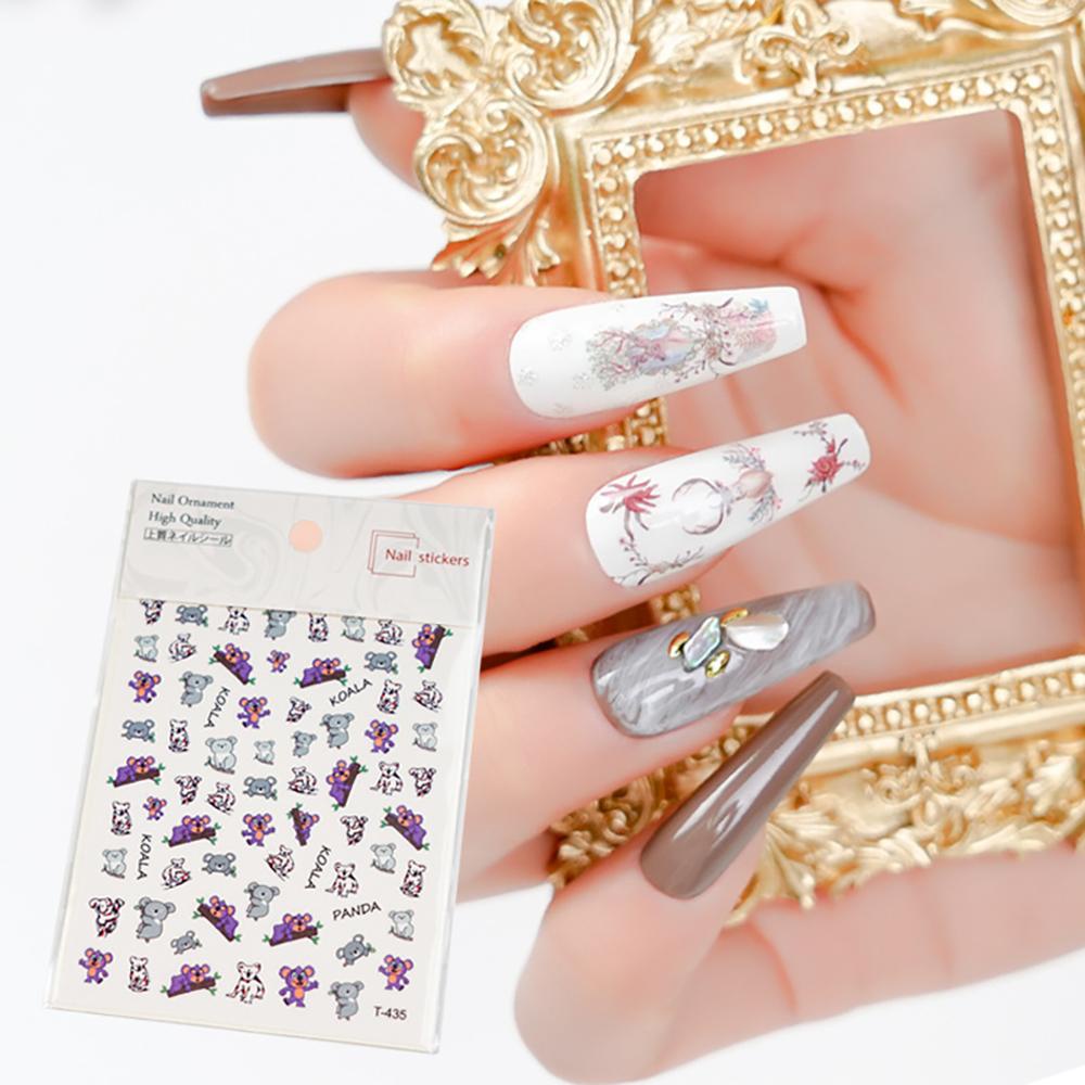 Mxbeauty Stiker Kuku Anak Tahan Air DIY Koala Panda Self Adhesive Nail Art Dekorasi