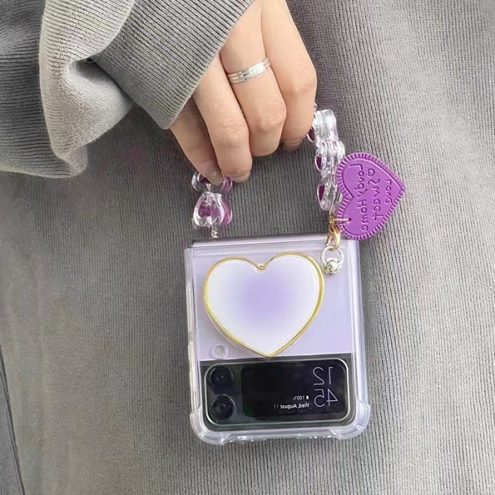 CASE SAMSUNG GALAXY Z FLIP4 5G FLIP 4 WITH HOLDER AND HAND STRAP LOVE POP SOCKET