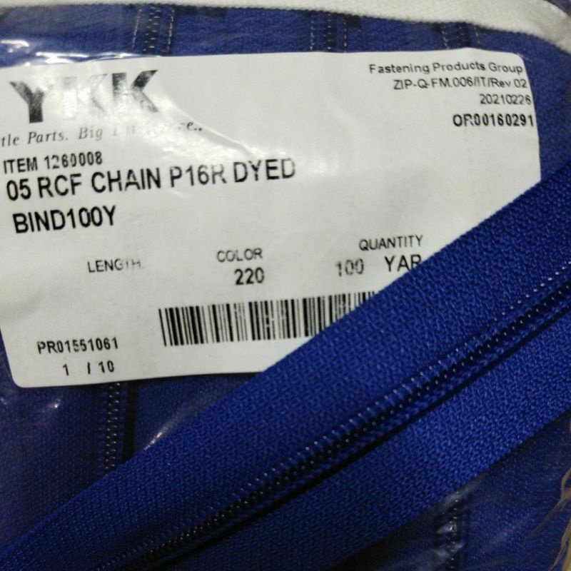 Resleting YKK Meteran No.5 Koil Warna Biru BCA Elektrik 220