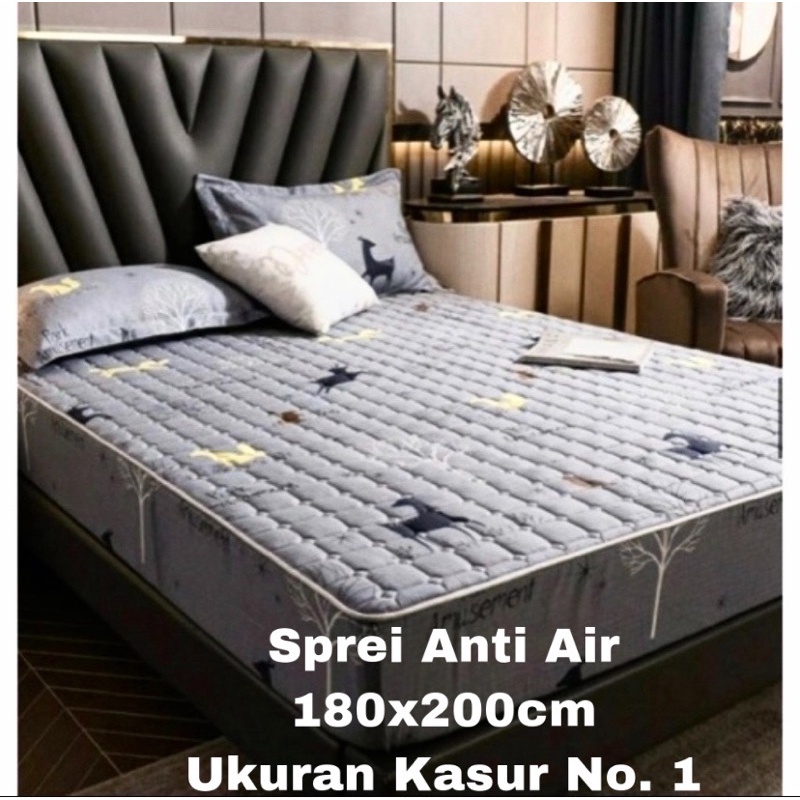 SPREI WATERPROOF UKURAN 180X200X25cm / SPREI ANTI AIR-ABU RUSA
