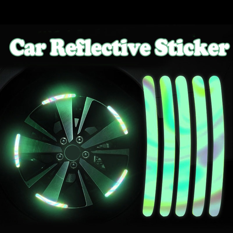 20 PCS Stiker Strip Reflektif Warna-Warni Untuk Aksesoris Roda Mobil