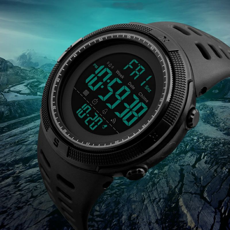 Jam Tangan Pria Digital Watch Stylish Cowok Waterproof Original Hitam SKMEI