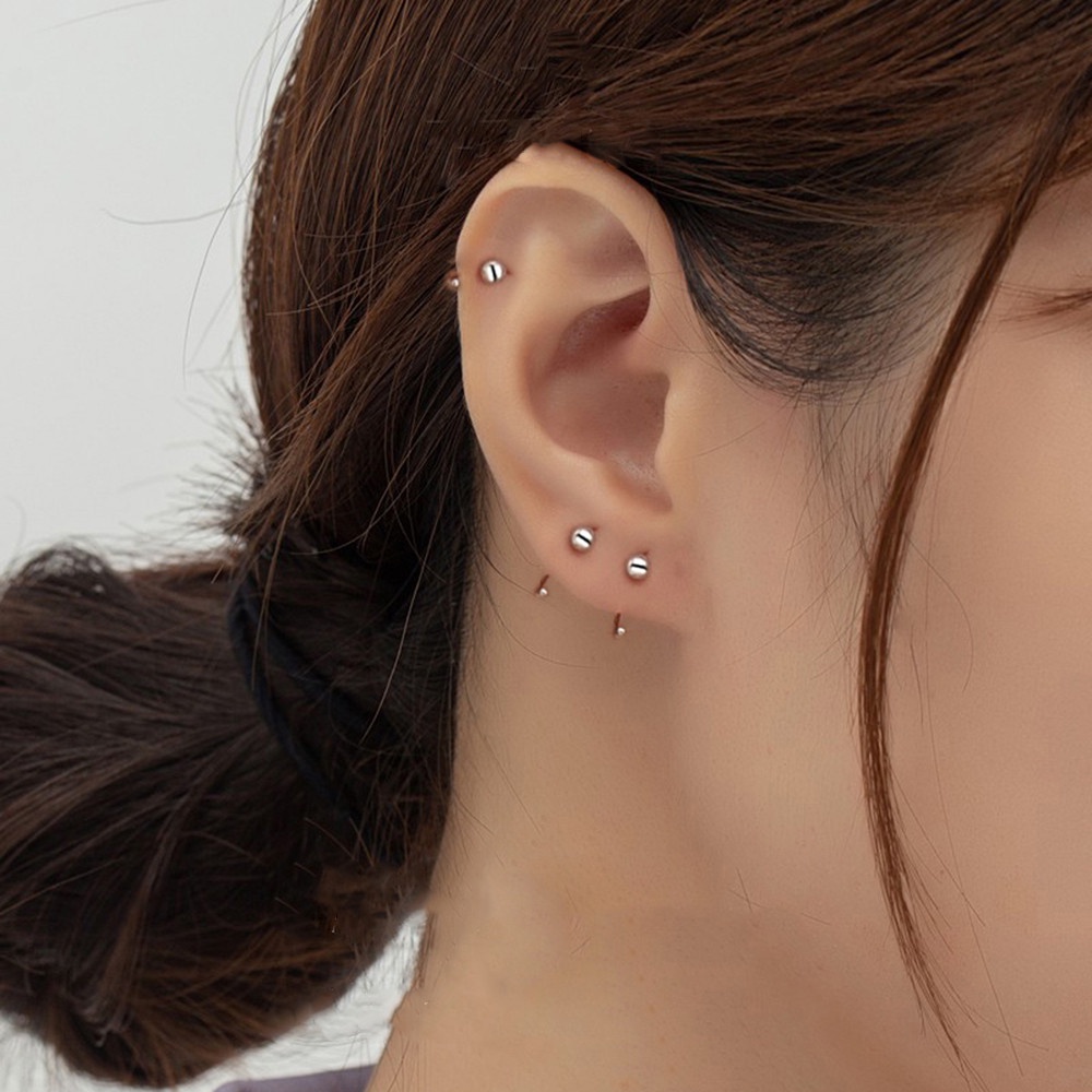 【COD Tangding】6/8/10mm New Tide Ear Bone Ring Silver Color Korea Fashion Accessories Jewelry 1 pair