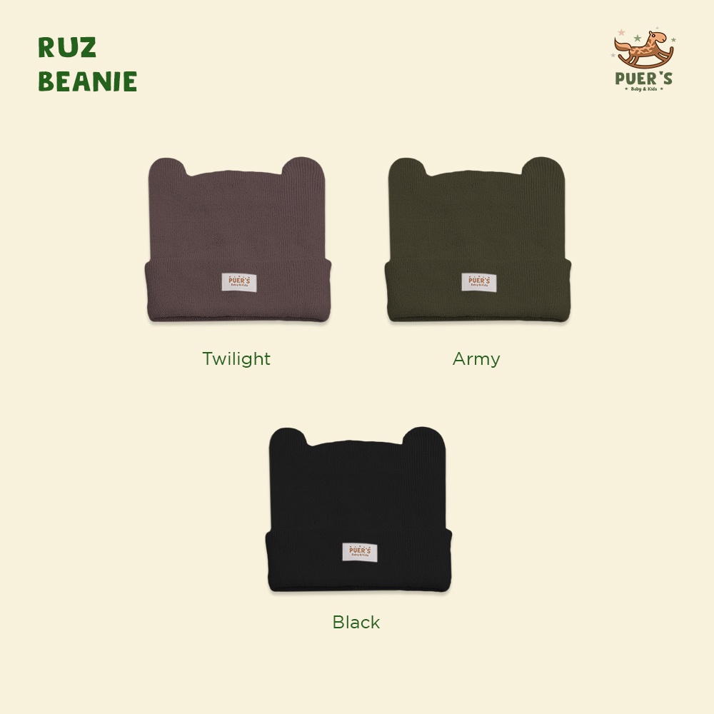 BEANIE BAYI PUER'S RUZ BEANIE ( TOPI BAYI/ TOPI ANAK /BEANIE ANAK/ KUPLUK BAYI)