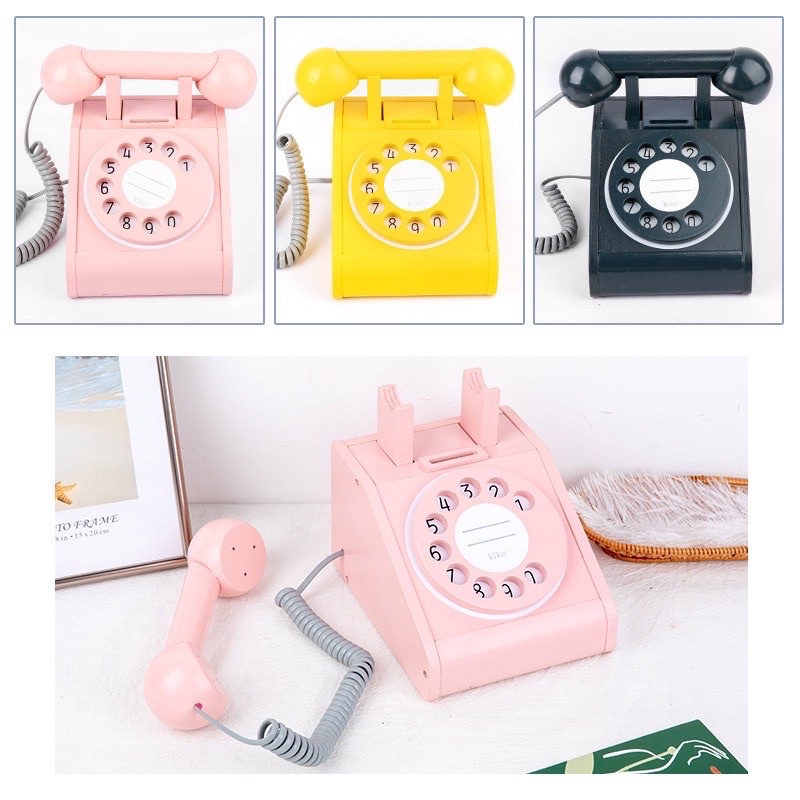 Wooden telephone - pretend toys - mainan telpon kayu