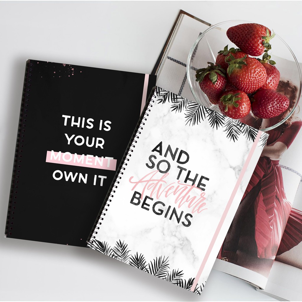 

B&W PASTEL PINK Quote Spiral Ruled Notebook Diary Journal Buku Tulis Catatan Sekolah Kuliah