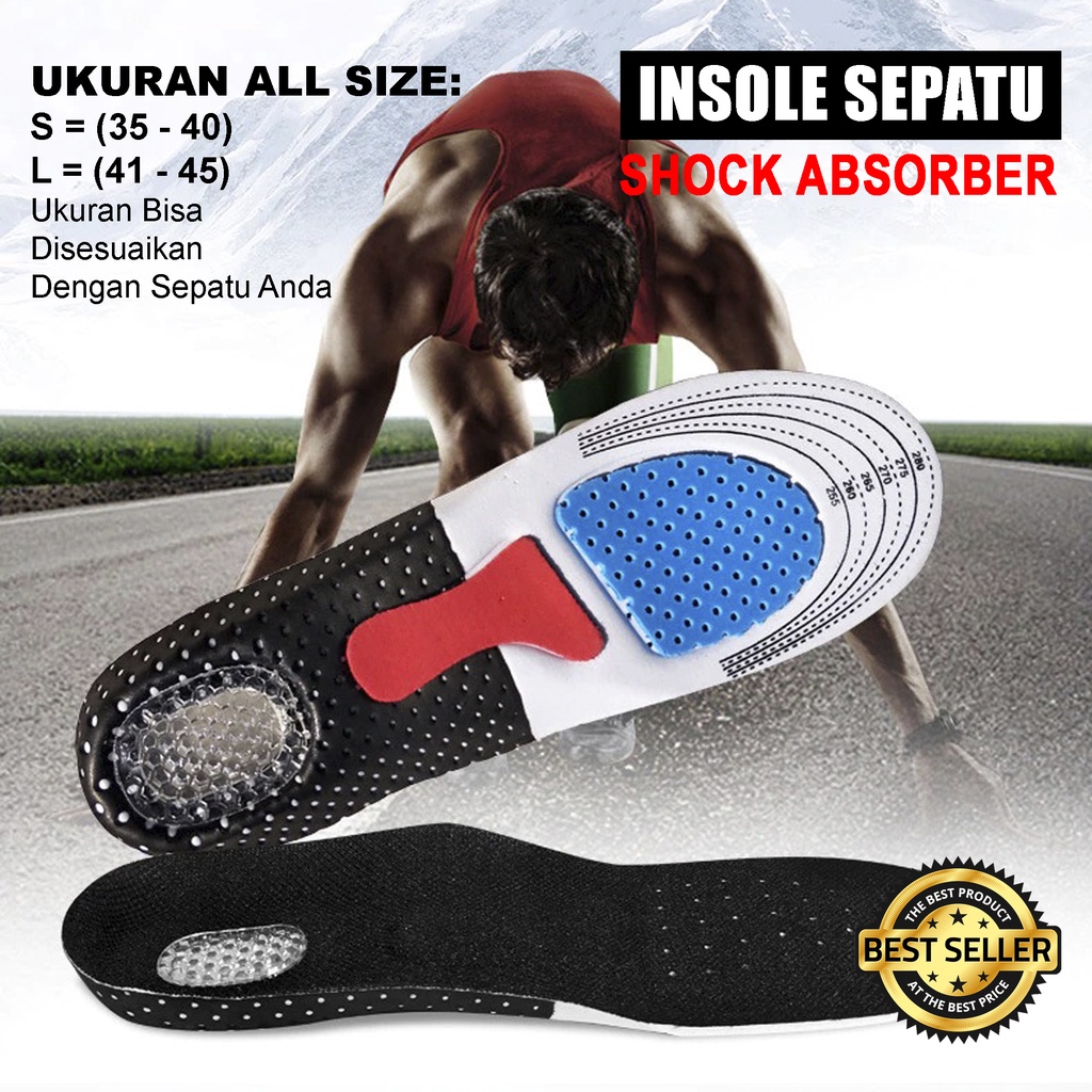 Insole Alas Kaki Sepatu Shock Absorb Gel Orthotic Arch | Alas Sepatu Olahraga Sneaker