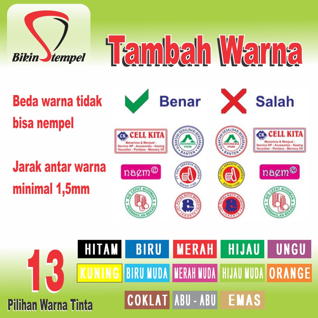 

TAMBAH WARNA STEMPEL FLASH WARNA / TRODAT / COLOP