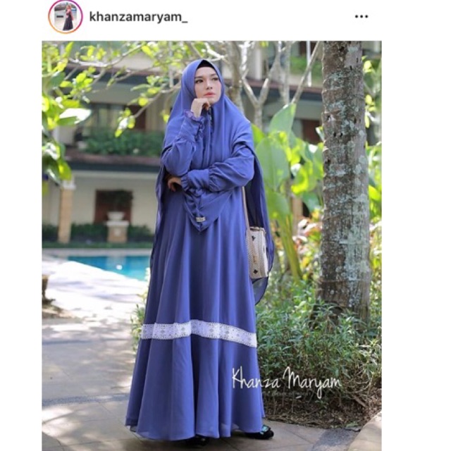 set khanza maryam gamis khimar warna corn flower size M