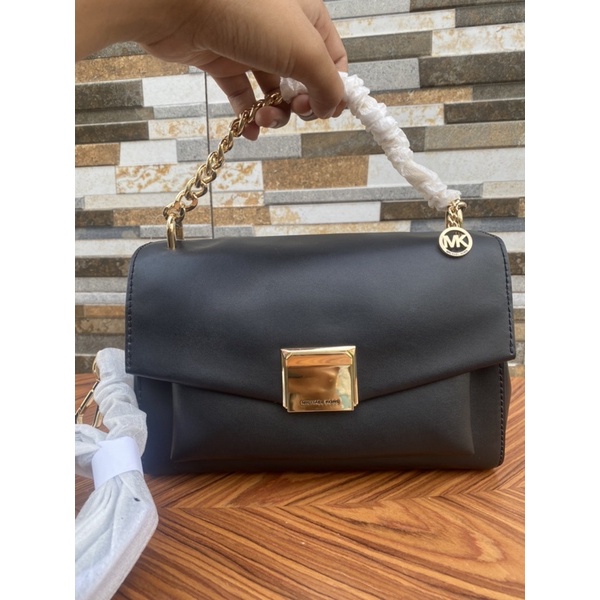 Tas MK/ Michael kors lita medium shoulder bag leather black