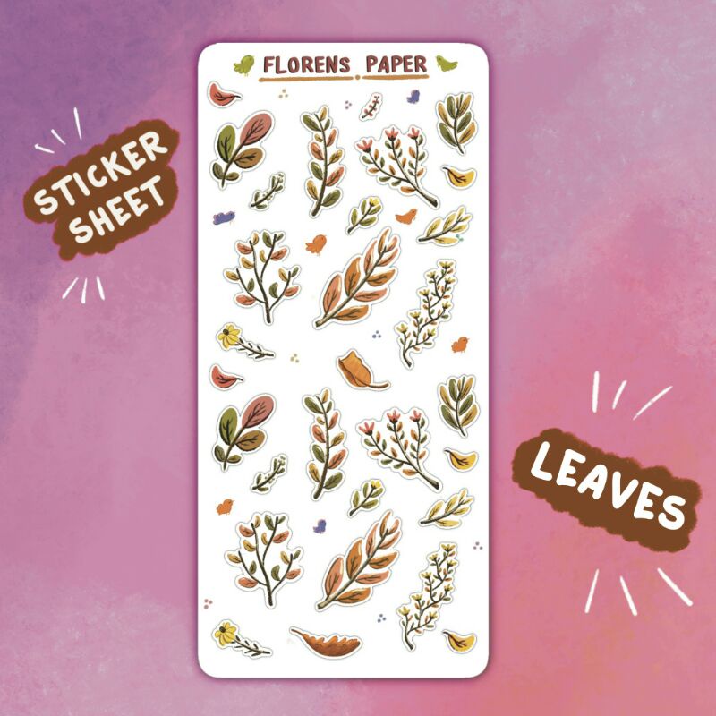 

Sticker Sheet Leaves/Daun/Bunga/Ranting - Stiker Aesthetic Lucu Murah Jurnal Deco Vintage
