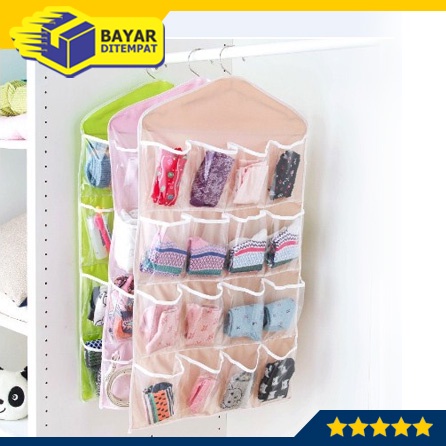 Storage Bag Gantung 16 Kantong Hanger Organizer Underwear Pouch (WN67)