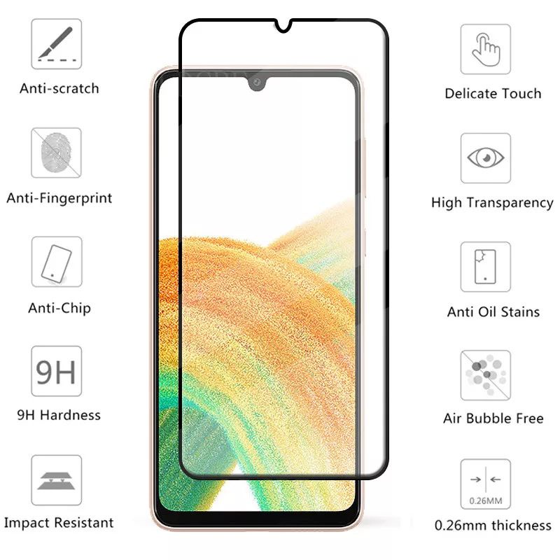 SAMSUNG GALAXY A33 5G TEMPERED GLASS FULL COVER 9H ANTI GORES KACA TEMPERED GLASS BEST QUALITY