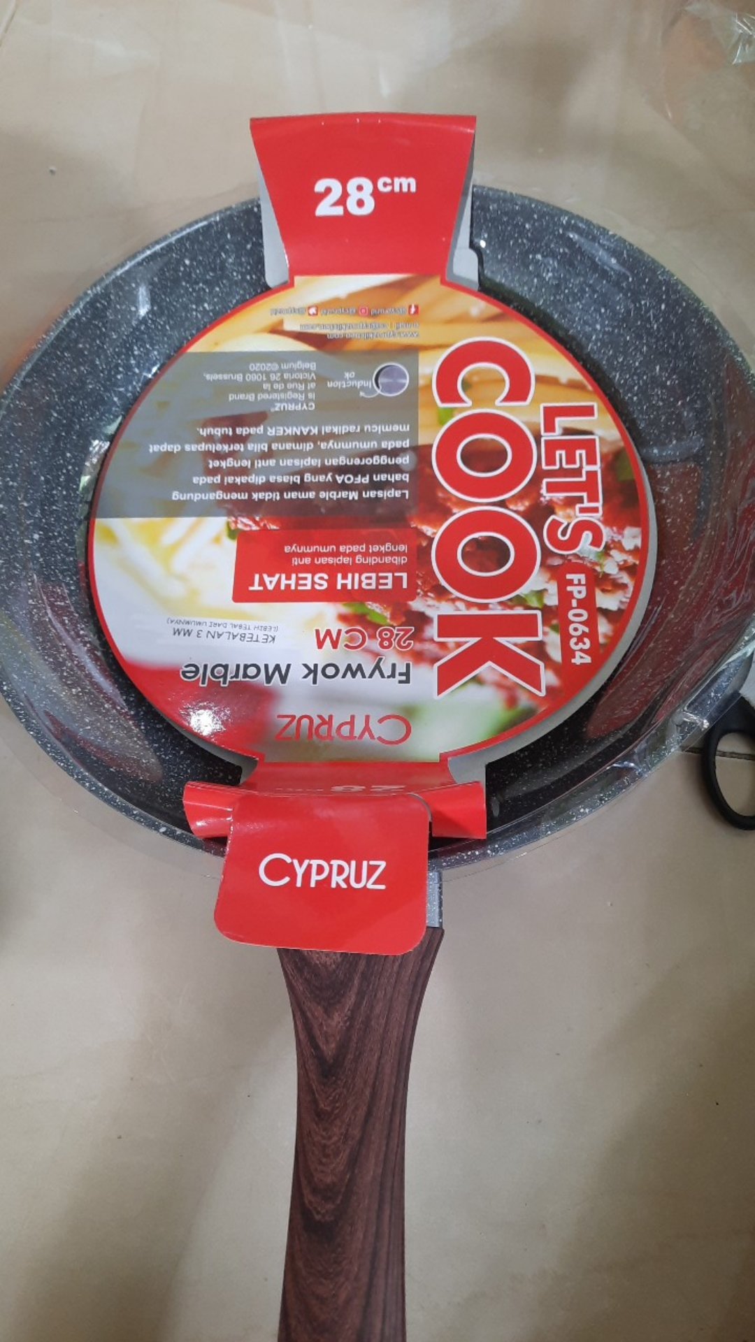 Cypruz Fp-0634 Fry Pan Marble Induksi 28cm - Anti Lengket Tanpa Minyak