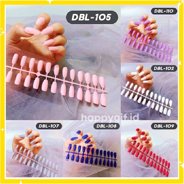 24 Pcs Kuku Palsu Matte Doff Glossy Nude Fake Nail Manicure Sticker KU031