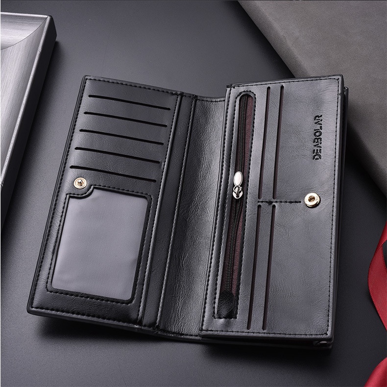 DOMPET LIPAT PRIA PANJANG KULIT TIPIS HITAM DEABOLAR GREATER IMPORT WA401B5 ORIGINAL KEREN SLOT KARTU UANG PREMIUM COWOK BRANDED