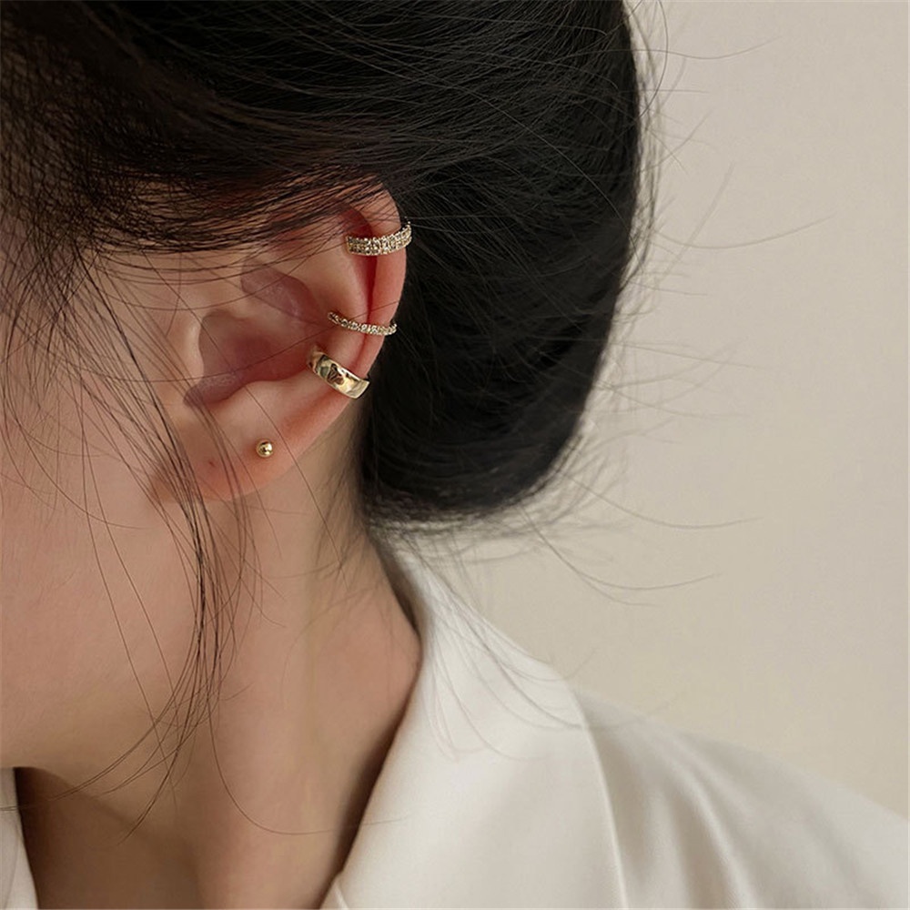 3 Buah Klip Telinga Tanpa Tindik | Anting Retro Fashion Wanita Kelas Atas Sederhana