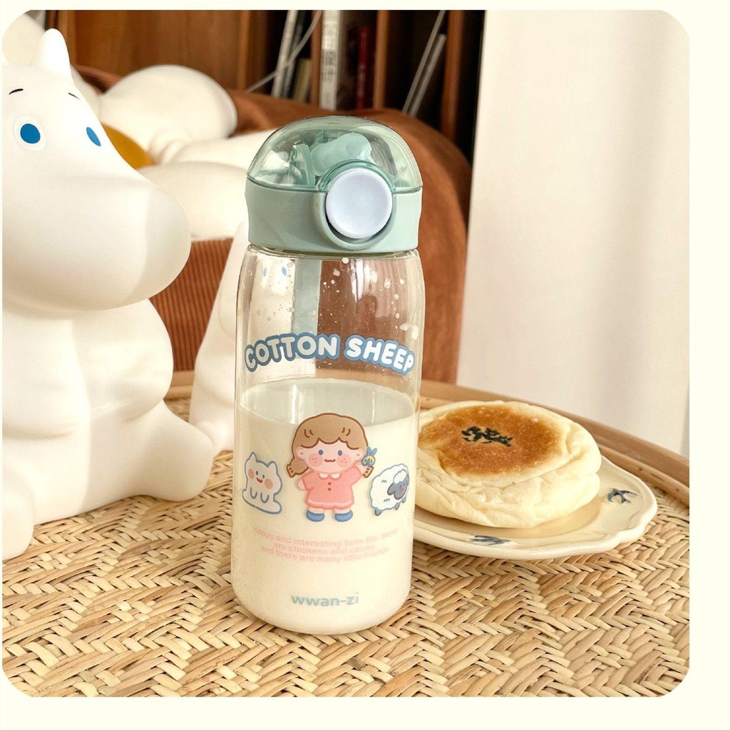 Solighter Botol Air Minum Anak Sekolah Portable Anti Bocor 450ML Cup Plastik