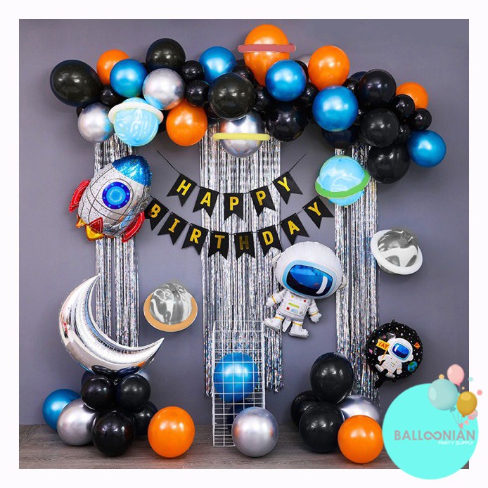 Jual ASTRONOT BULAN SILVER DEKORASI SET/BALON FOIL ROCKET/DEKORASI