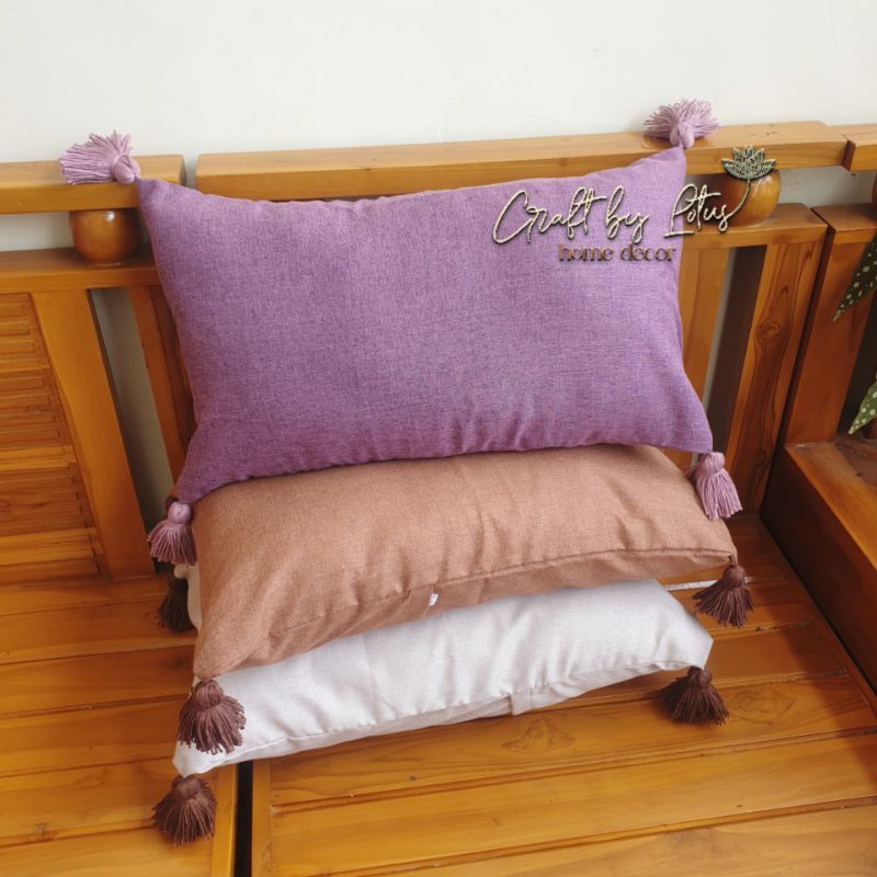 [30x50cm] Sarung Bantal Tassel / Rumbai Unik Sofa/Kursi/Kamar Tidur - Katun Madinah