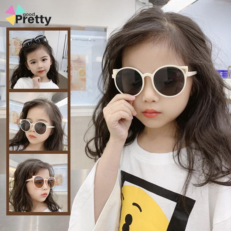 Anak-anak Lucu Bentuk Gadis Fashion Bingkai Bulat Kacamata Perlindungan UV - PD