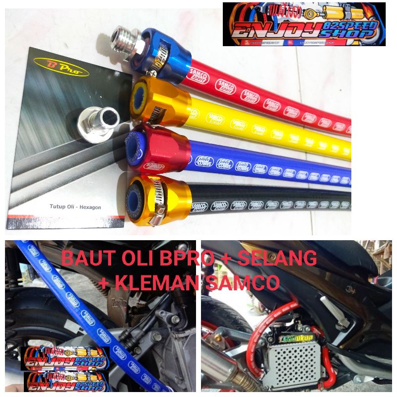 Paketan Selang oli hawa samco sport Plus kleman Baut oli hawa Bpro Nmax aerox lexi dll