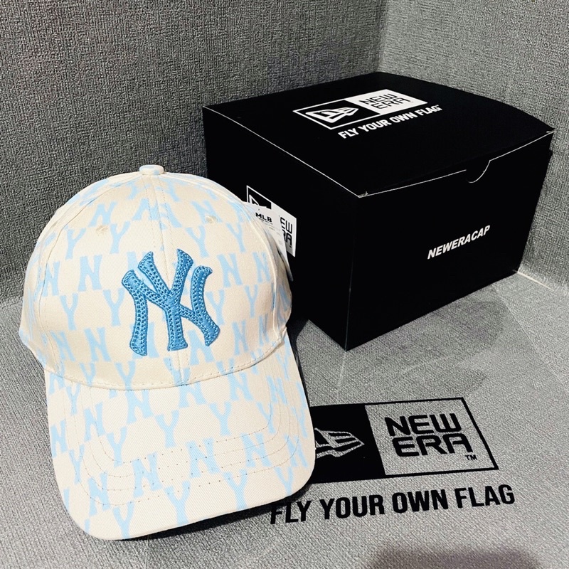 TOPI BASEBALL MLB CAP MONOGRAM NEW YORK WHITE FONT BLUE