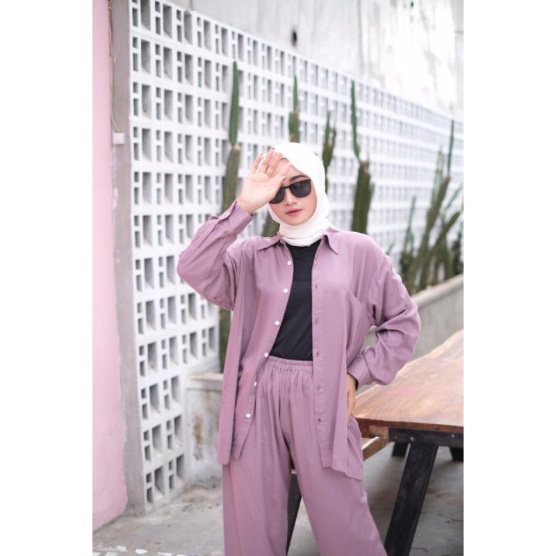 one set polos bahan rayon twill premium