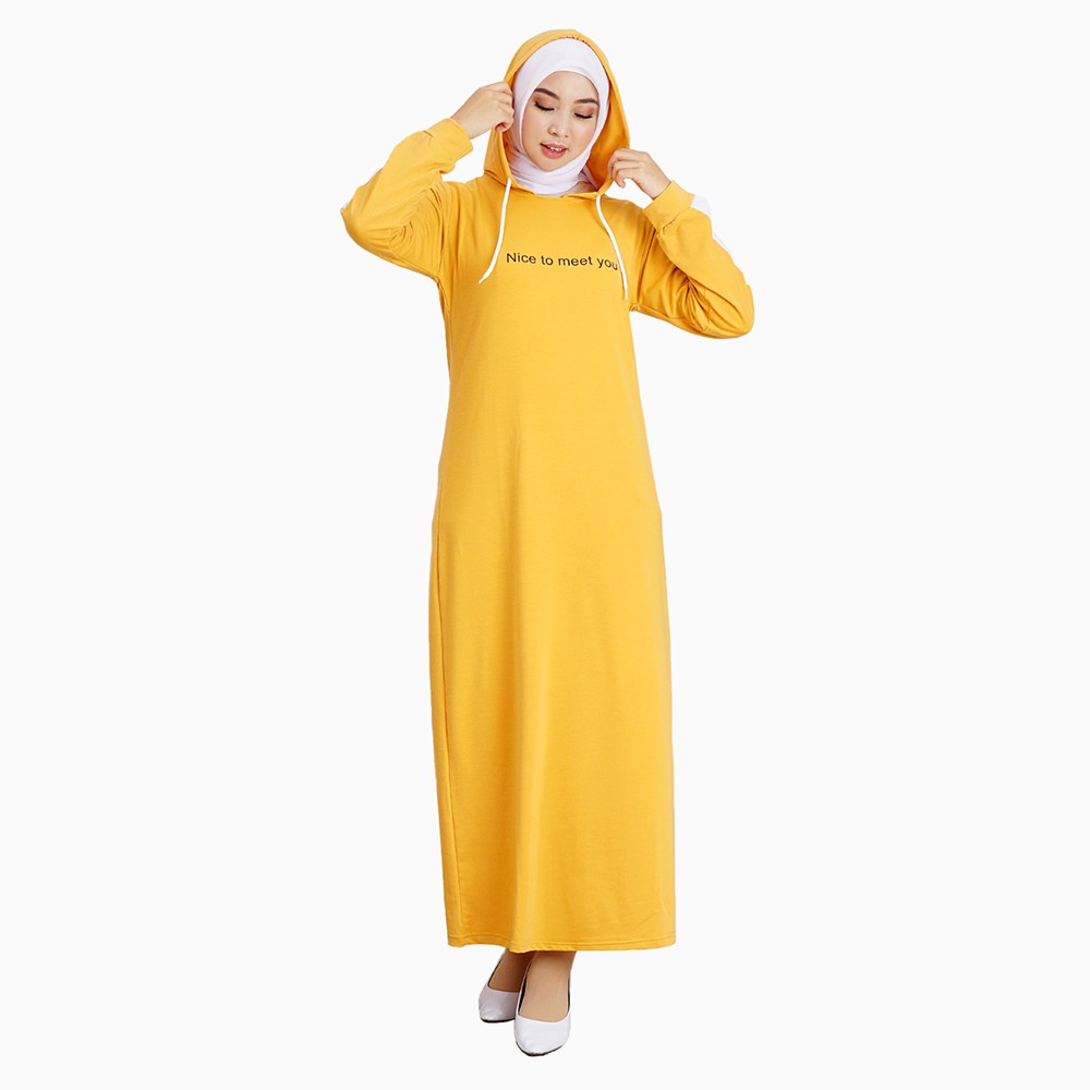 Long Dress hoodie lengan panjang Muslim wanita printing model terbaru - XSHOP Jayanti