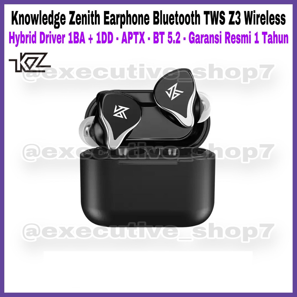 Knowledge Zenith Earphone Bluetooth TWS Z3 Wireless - Hybrid Driver 1BA + 1DD - APTX - BT 5.2 - Garansi Resmi 1 Tahun