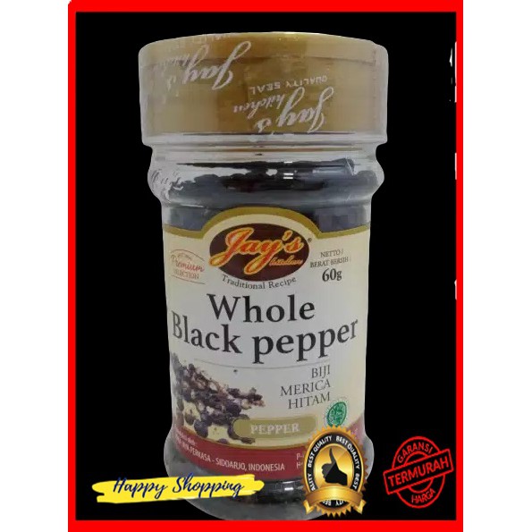 

Jay's black pepper whole/lada Hitam 60gm