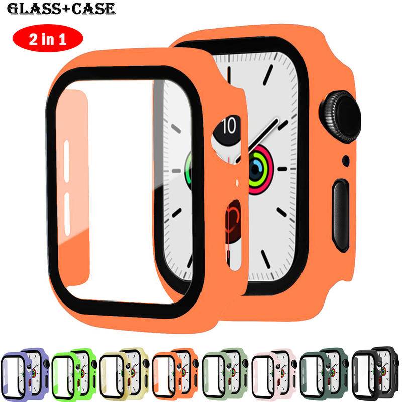 Glass+Cover For Apple Watch Case 41mm 45mm 44mm 40mm 42mm 38mm iWatch series 7 5 4 3 6 se bumper+Screen Protector apple watch Accessories