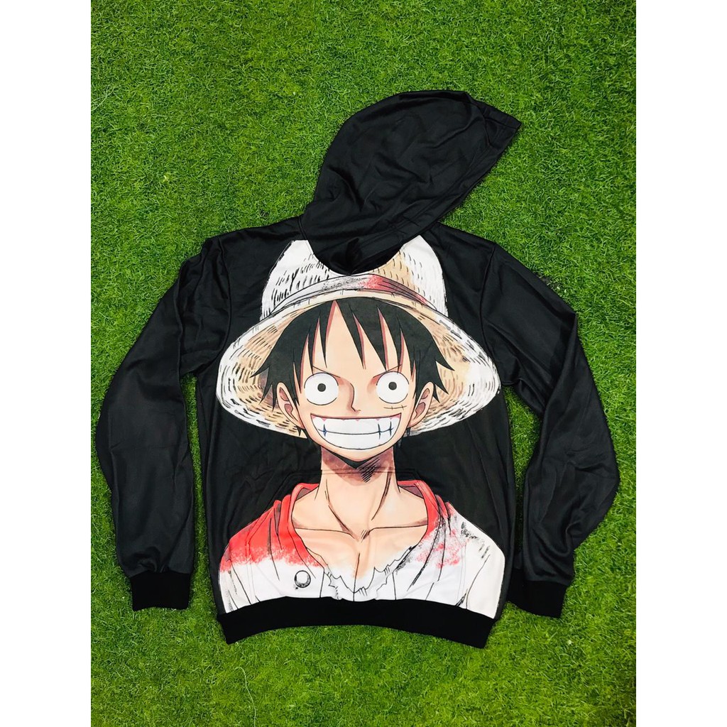 Hoodie Luffy Black Onepiece Anime Manga Premium Unisex