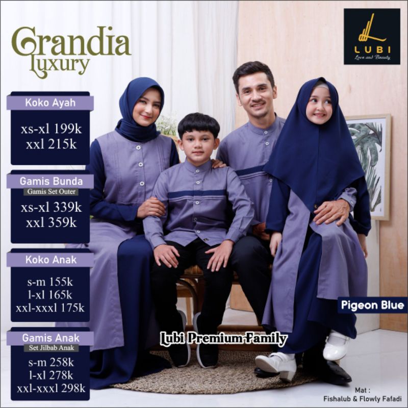 Lubi Sarimbit Grandia Luxury Pigeon Blue Couple Keluarga Sarimbit Lubi Terbaru
